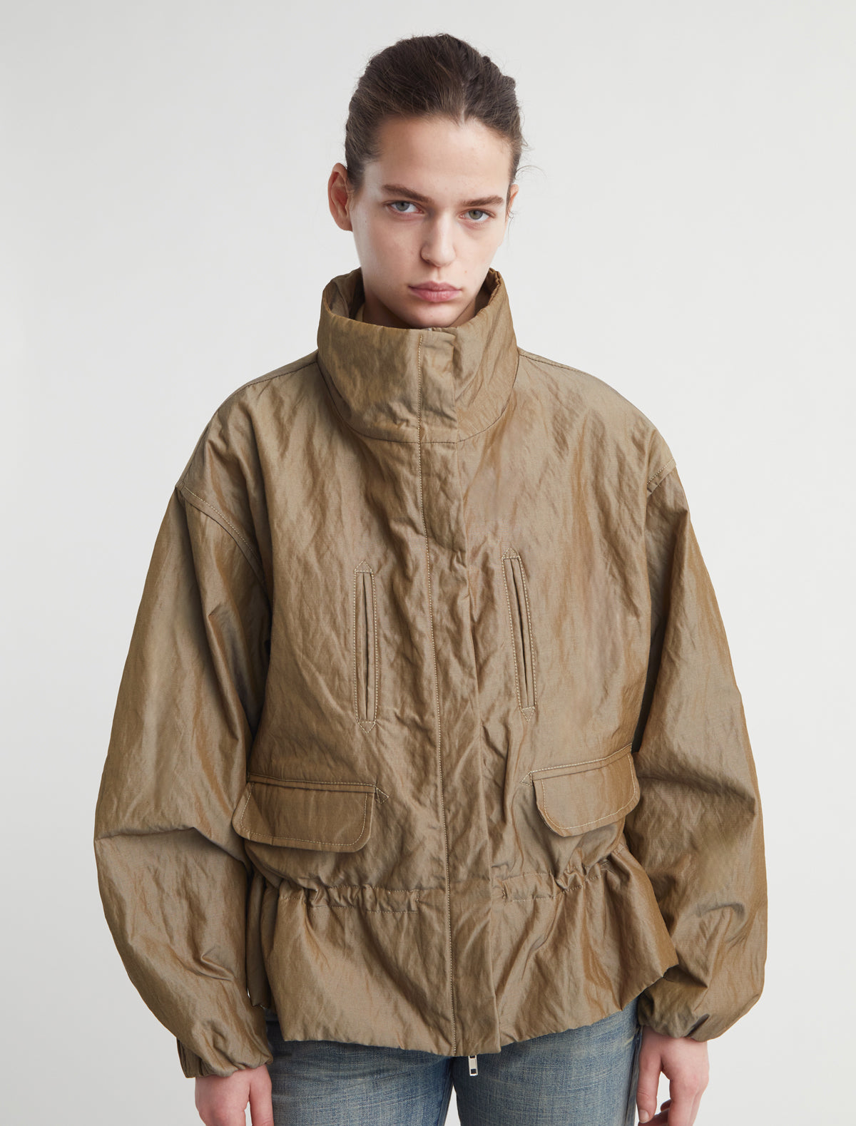 Lorde oversized jacket front pockets elasticated waist