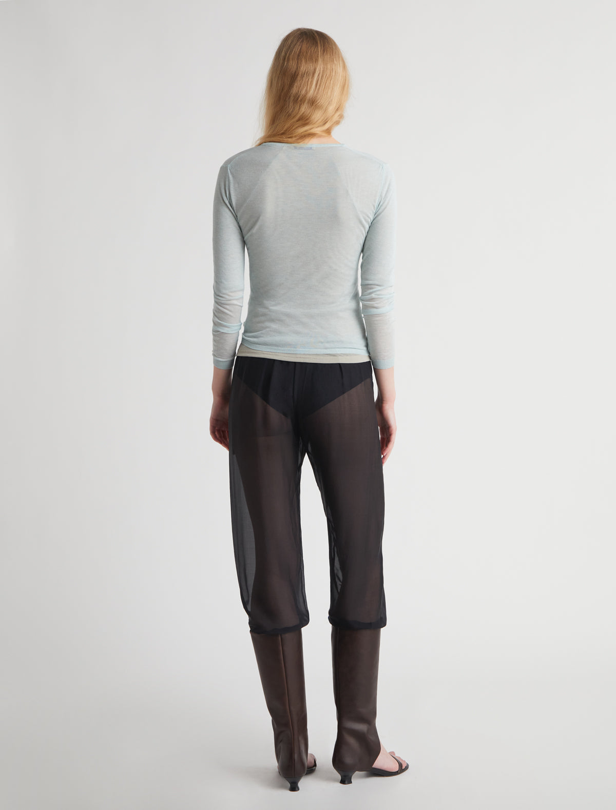 Losa long sleeve sheer sweater lightblue