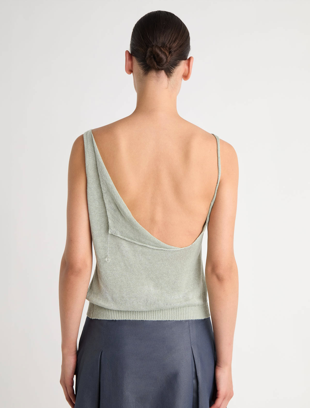 Lotti sleeveless knit top chain detail handmade murano glass piece green
