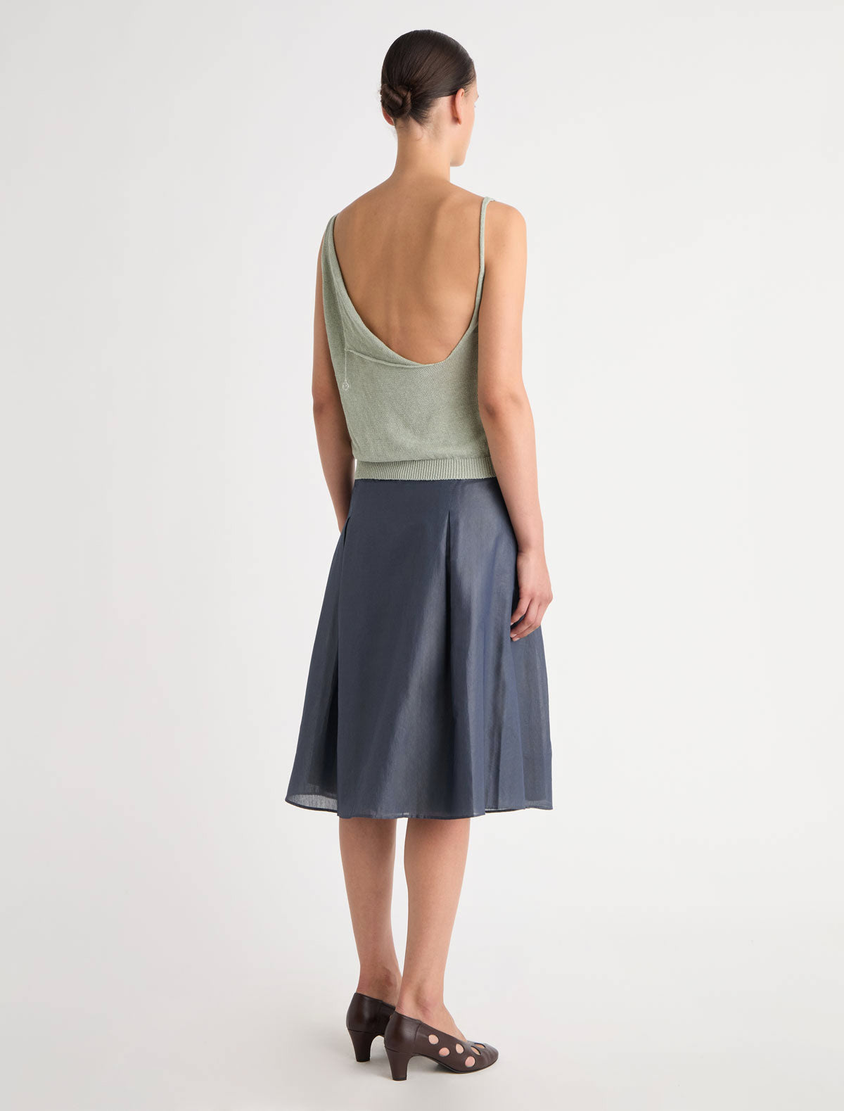 Lotti sleeveless knit top chain detail handmade murano glass piece green