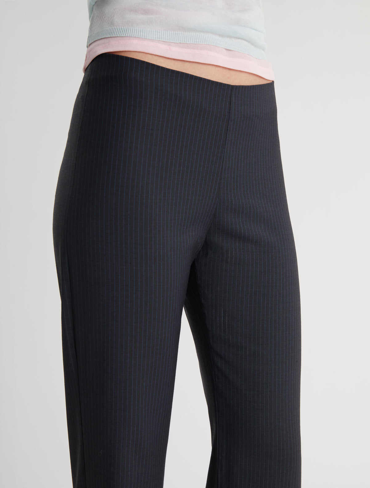 MALEK-Striped suit pants featuring a black tape detail at the back