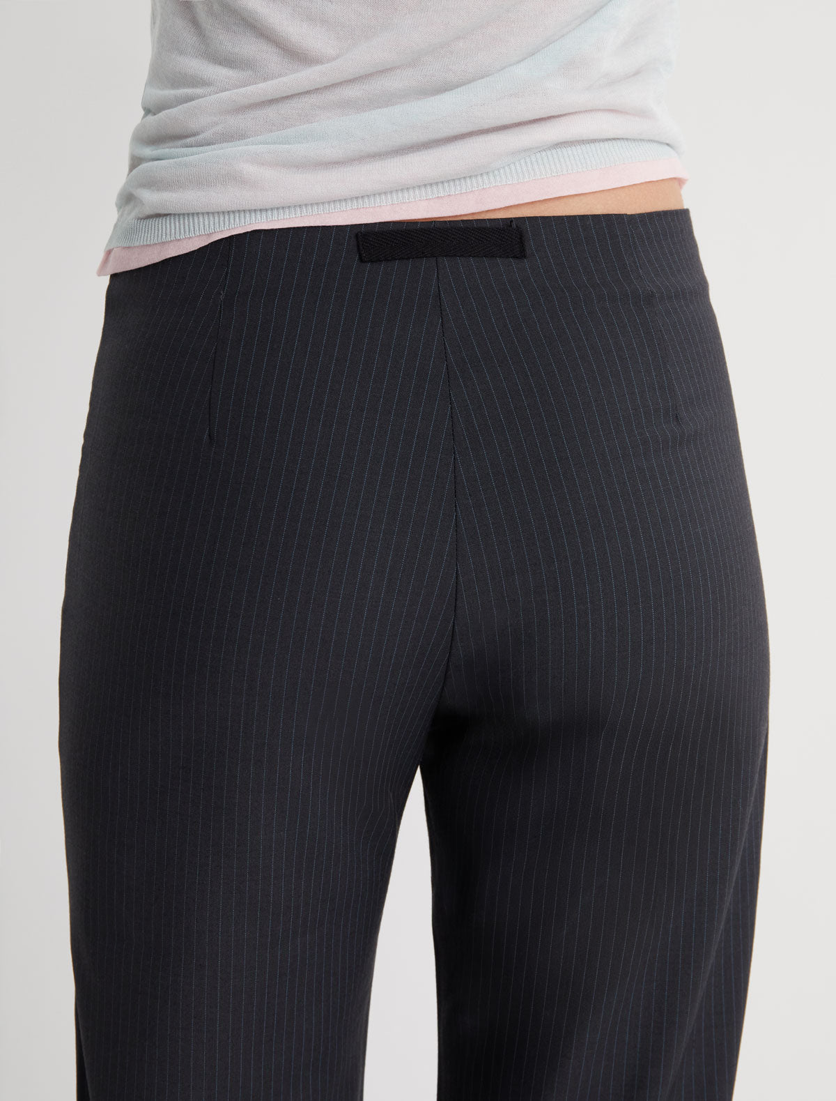 MALEK-Striped suit pants featuring a black tape detail at the back