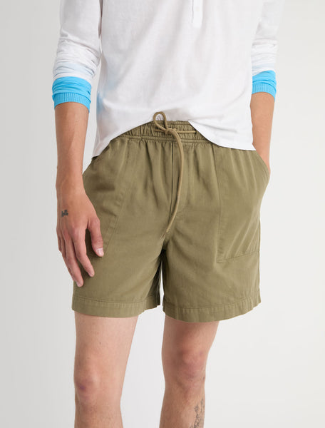 MAU-Khaki shorts with an elasticated waistband and adjustable