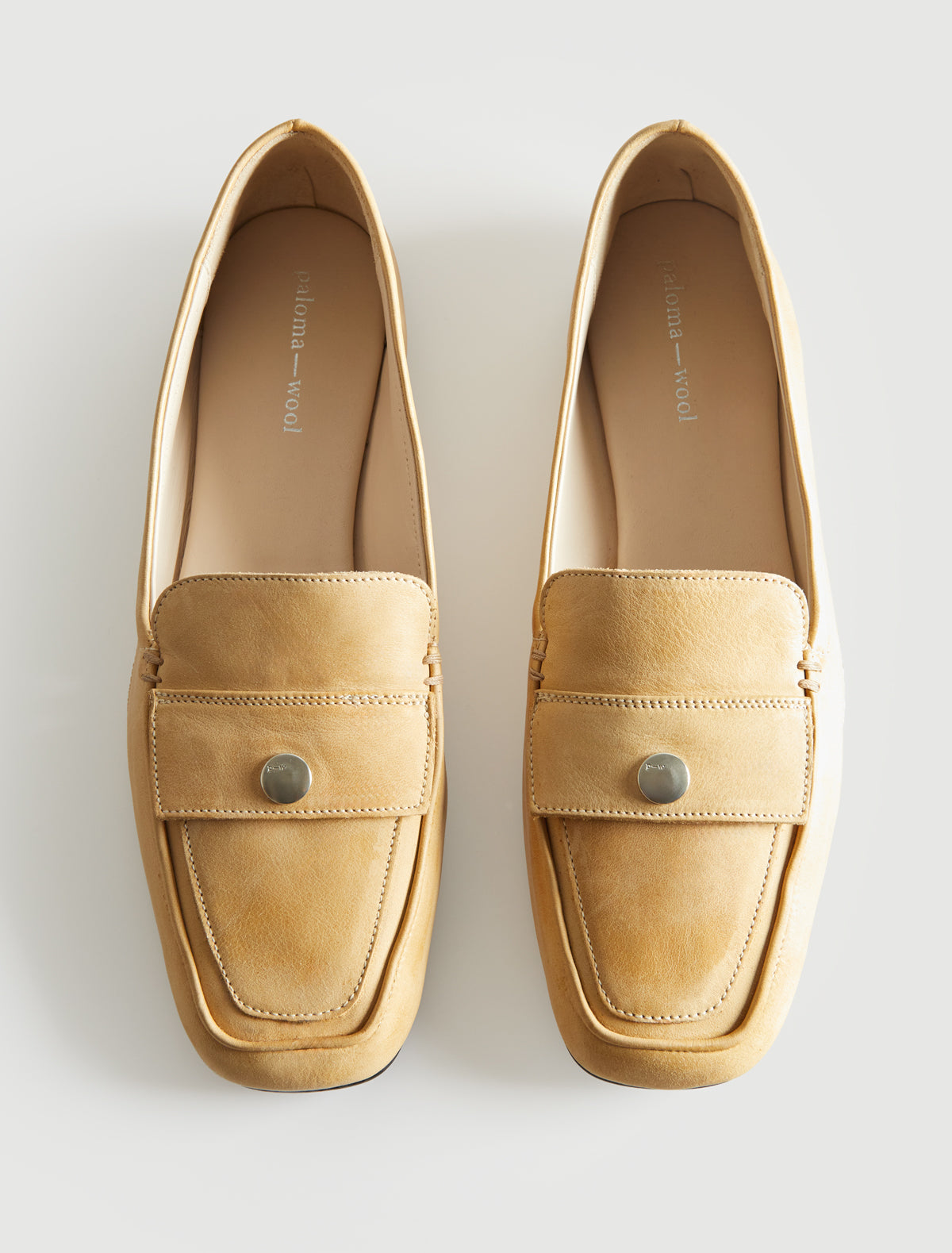 Micaela pockets lined leather loafer pocket detail vamp ocher