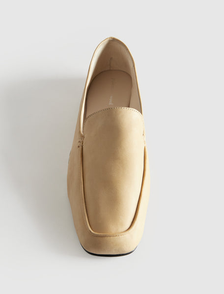 a*7様 Palomawool フラットシューズ 001KM-Silver rubber sole leather ballerina with drawstring closure
