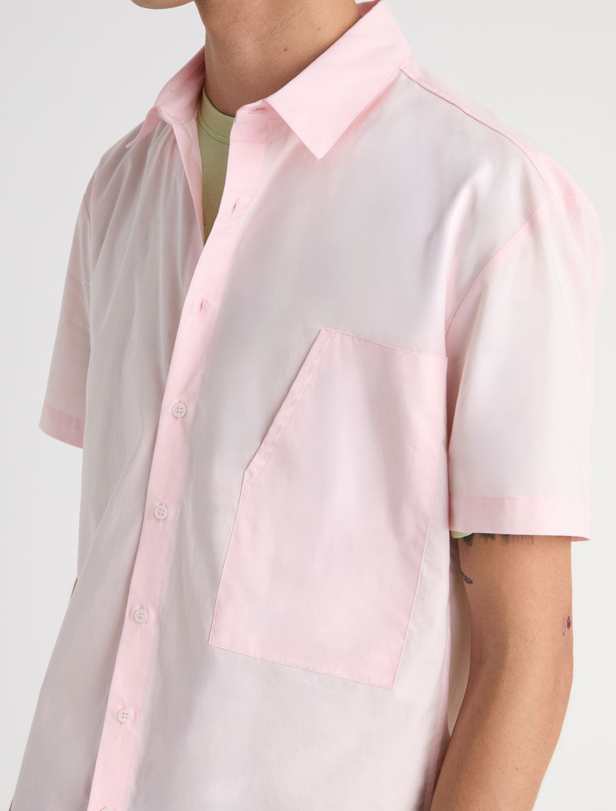Milefile short sleeved shirt front pocket pink