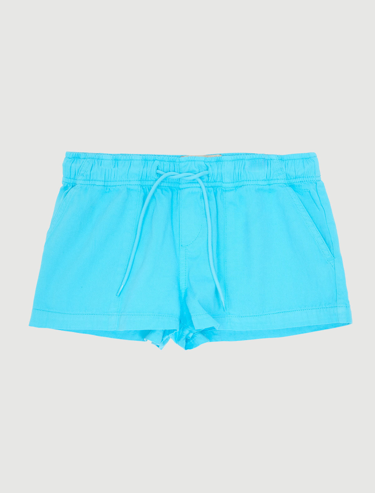 Mini mau mini shorts elasticated waistband adjustable drawstring turquoise