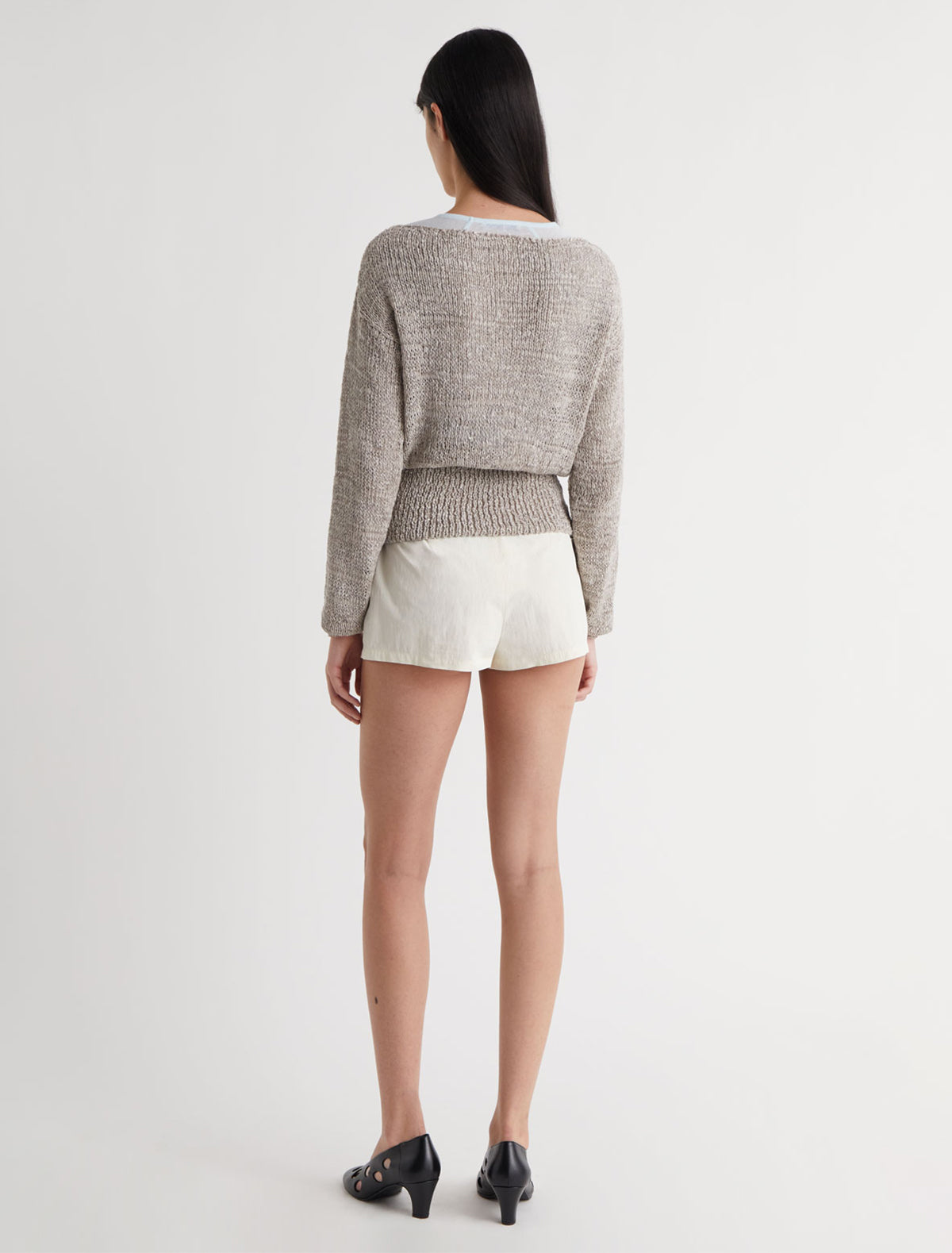 Mosto long sleeve cord style knit sweater grey