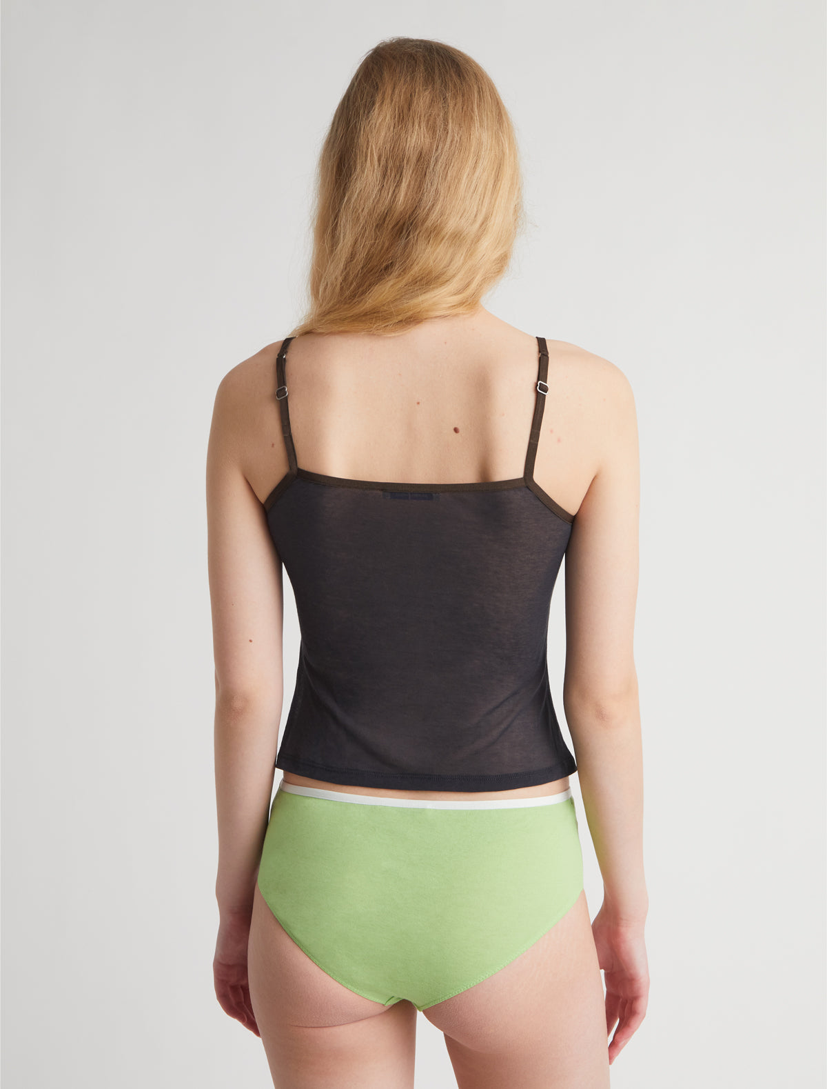 NASEM-Dark grey strappy top with lingerie-inspired details