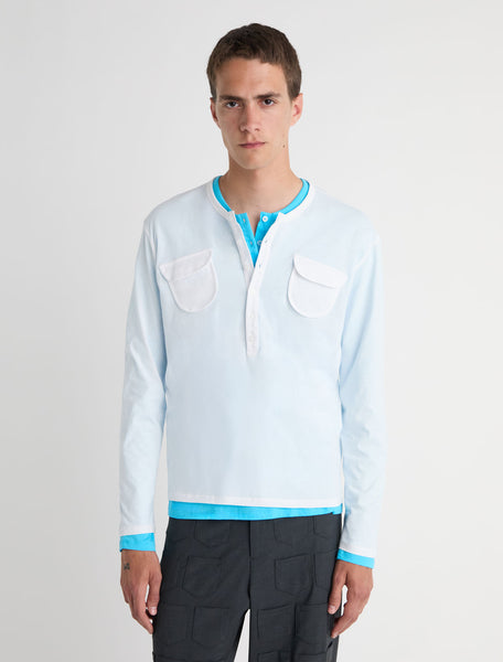 NESTOR B-White Long-sleeve top with a crewneck and a central