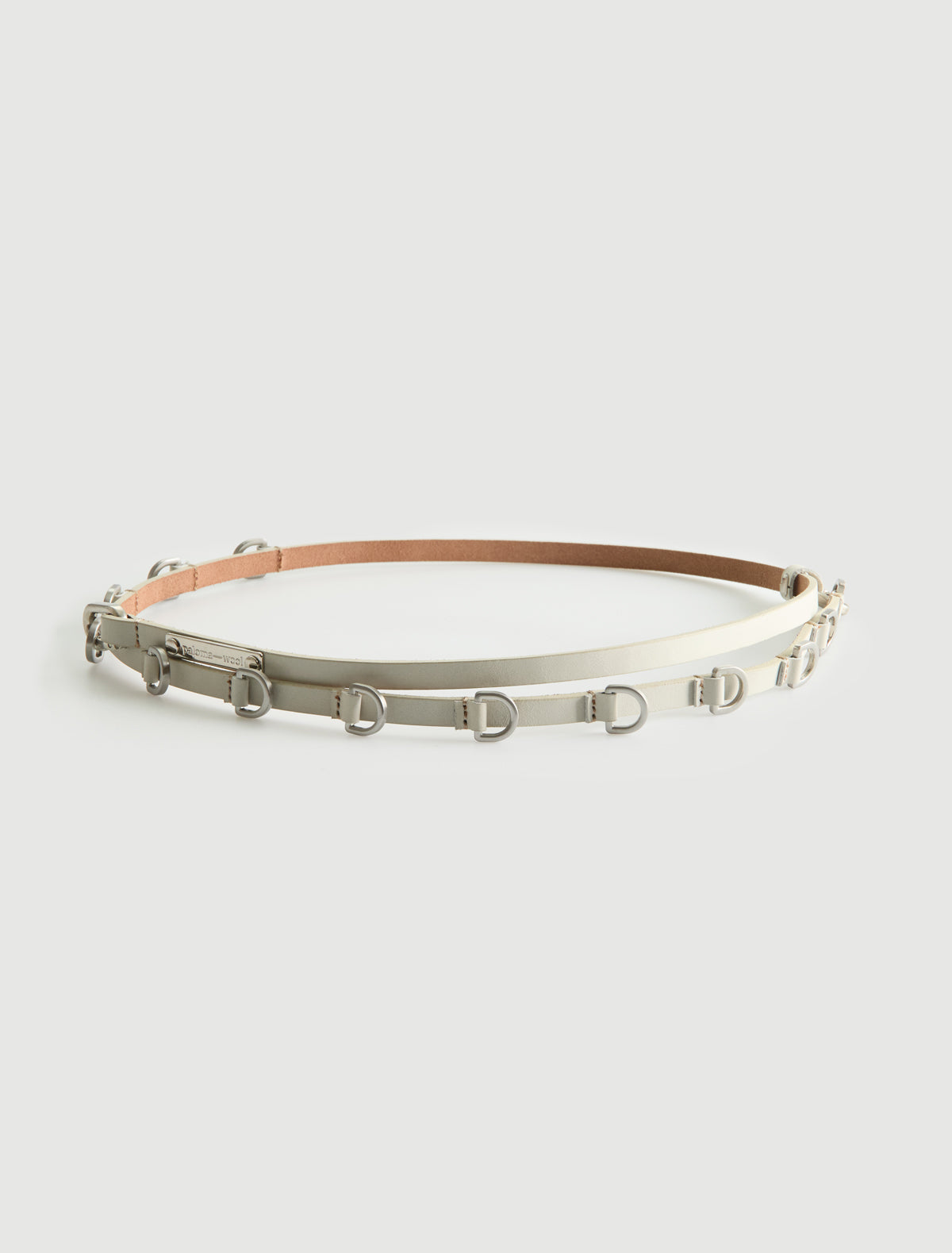 Nora extra slim belt carabiner metal d rings offwhite