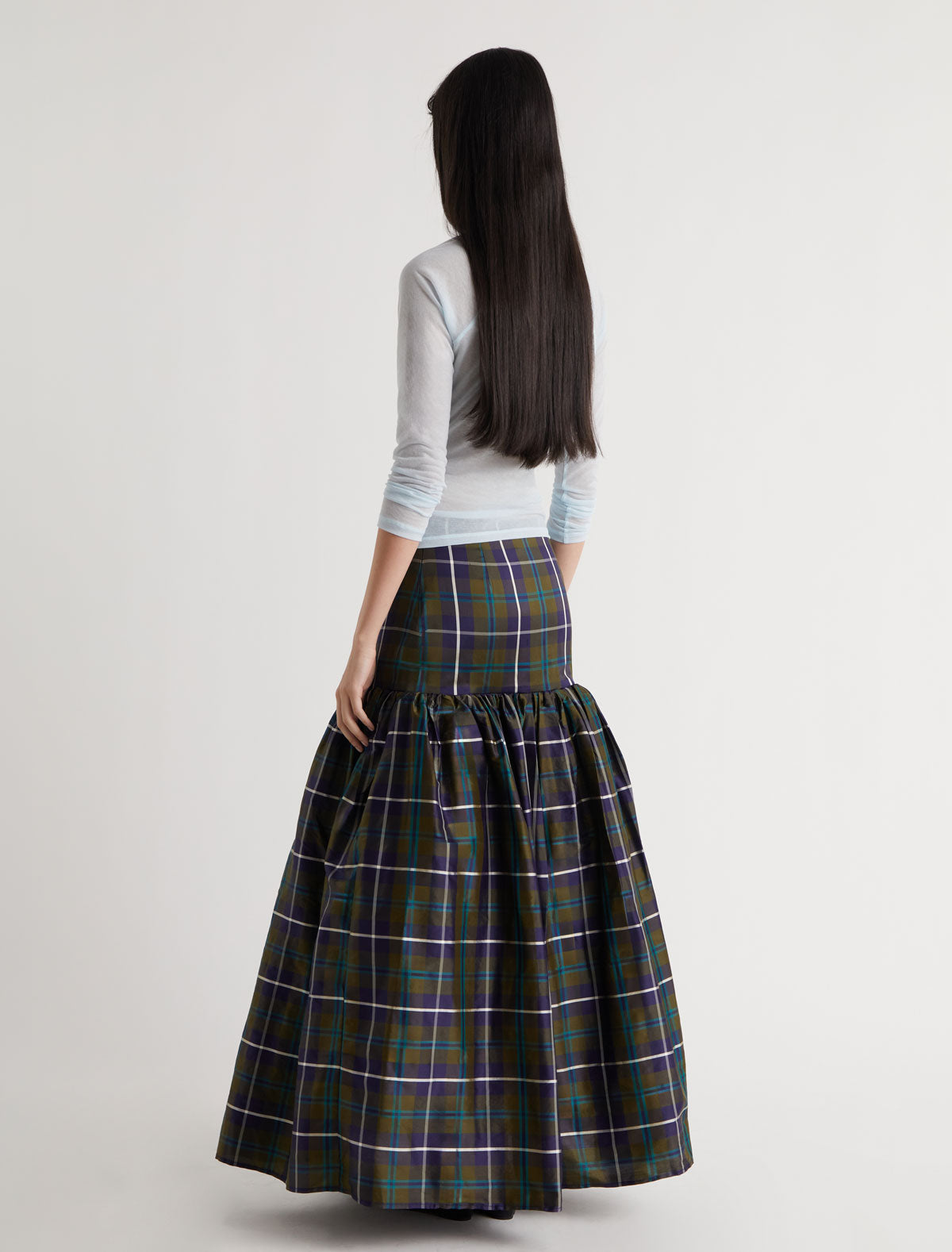 OLDY-Checked silk skirt with a puffy silhouette – paloma wool