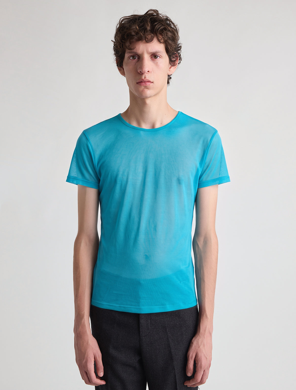 Oma b men s omu top set in sleeves p w embroidery cyan