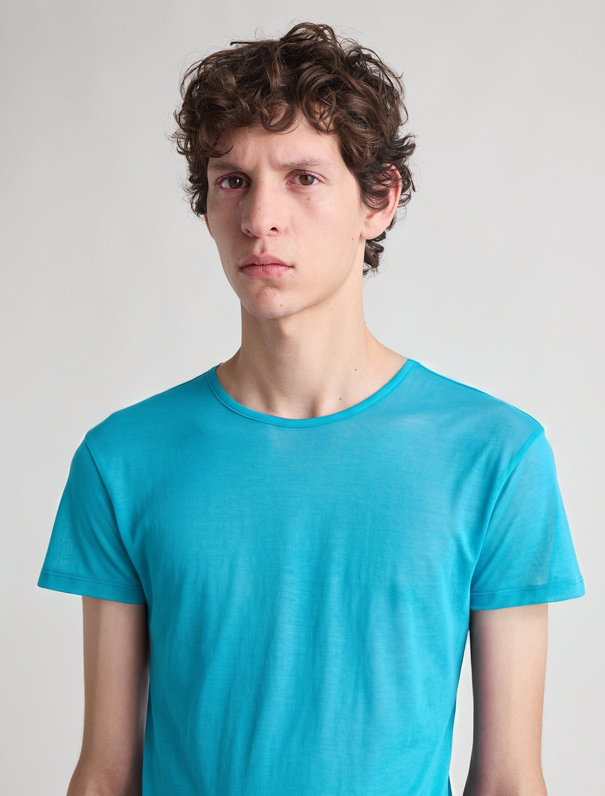 Oma b men s omu top set in sleeves p w embroidery cyan