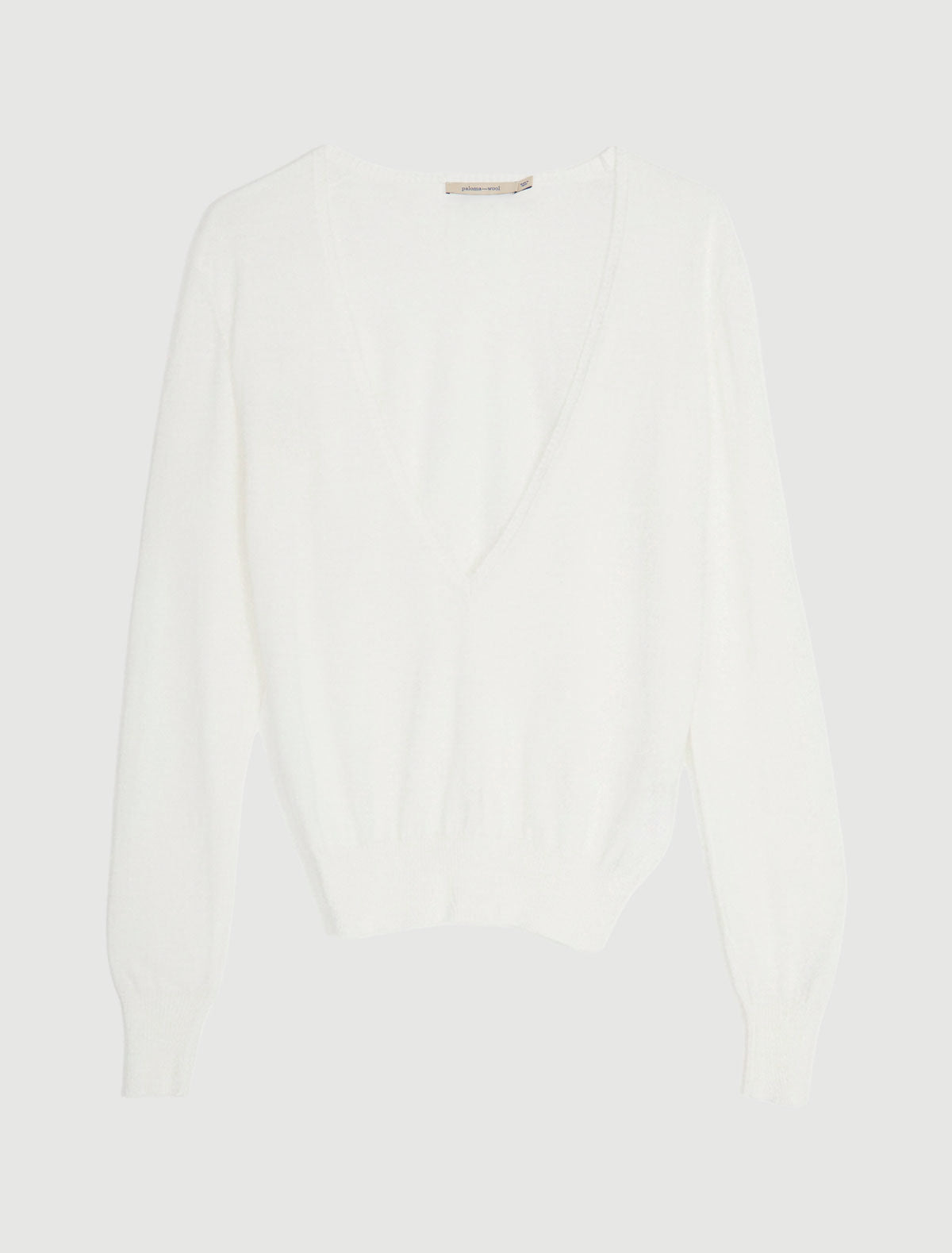 Omina long sleeve sweater deep v neckline white