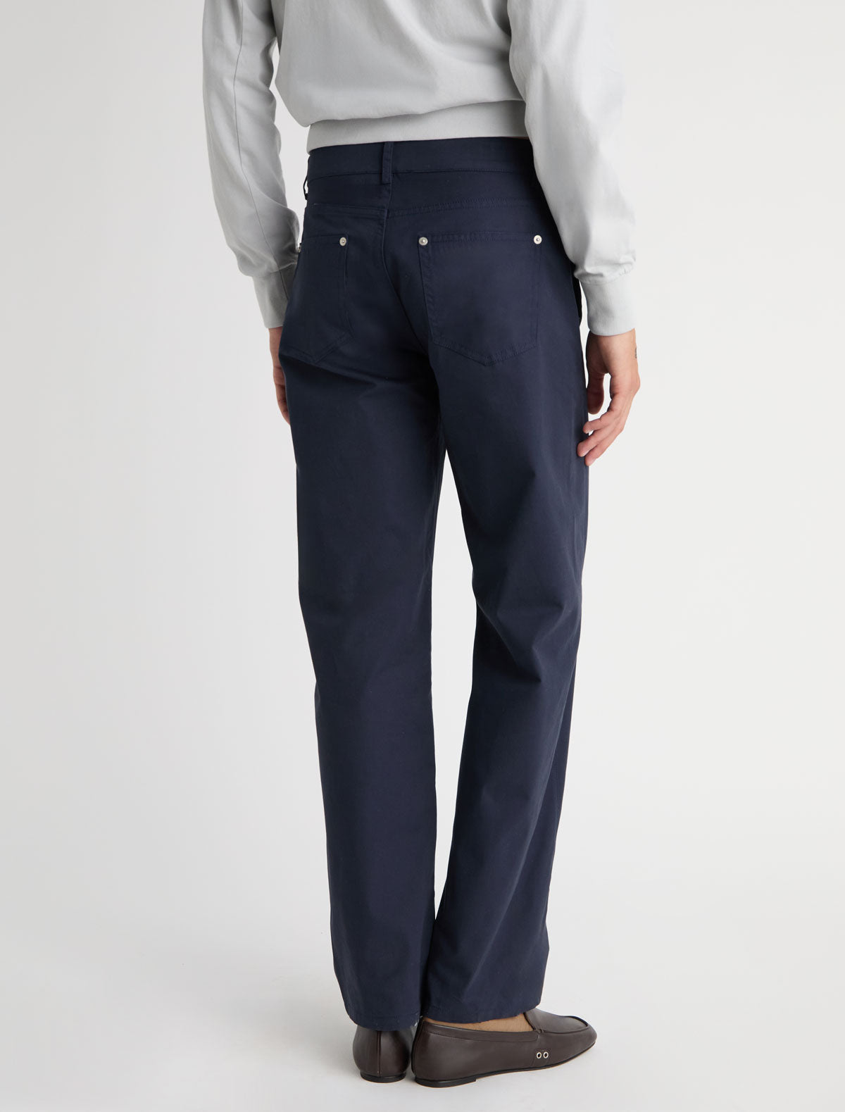 Orlando men trousers forward shifted seams front welt pockets navy