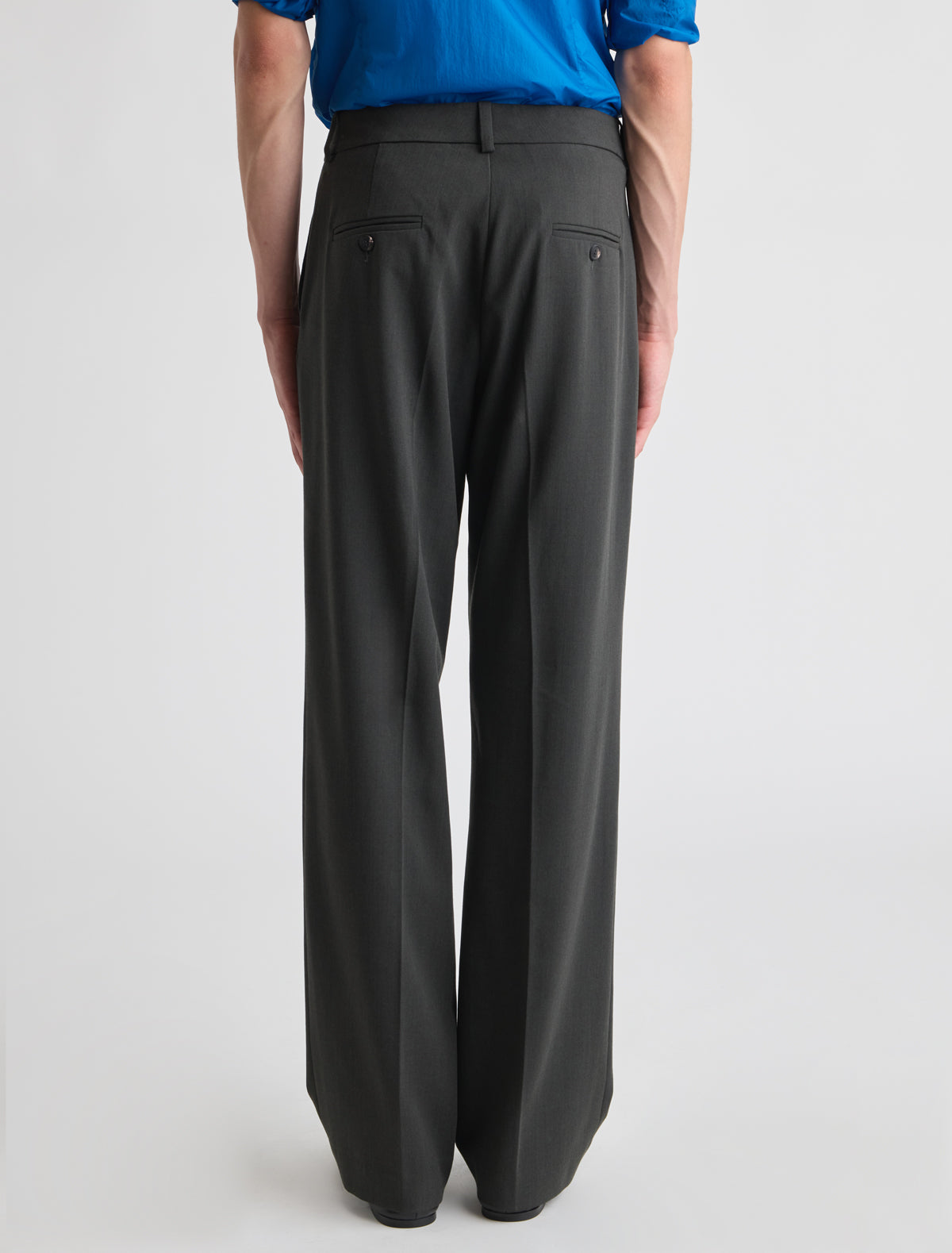 Lane straight leg mens suit pants slightly wide fit side pockets back welt pockets green