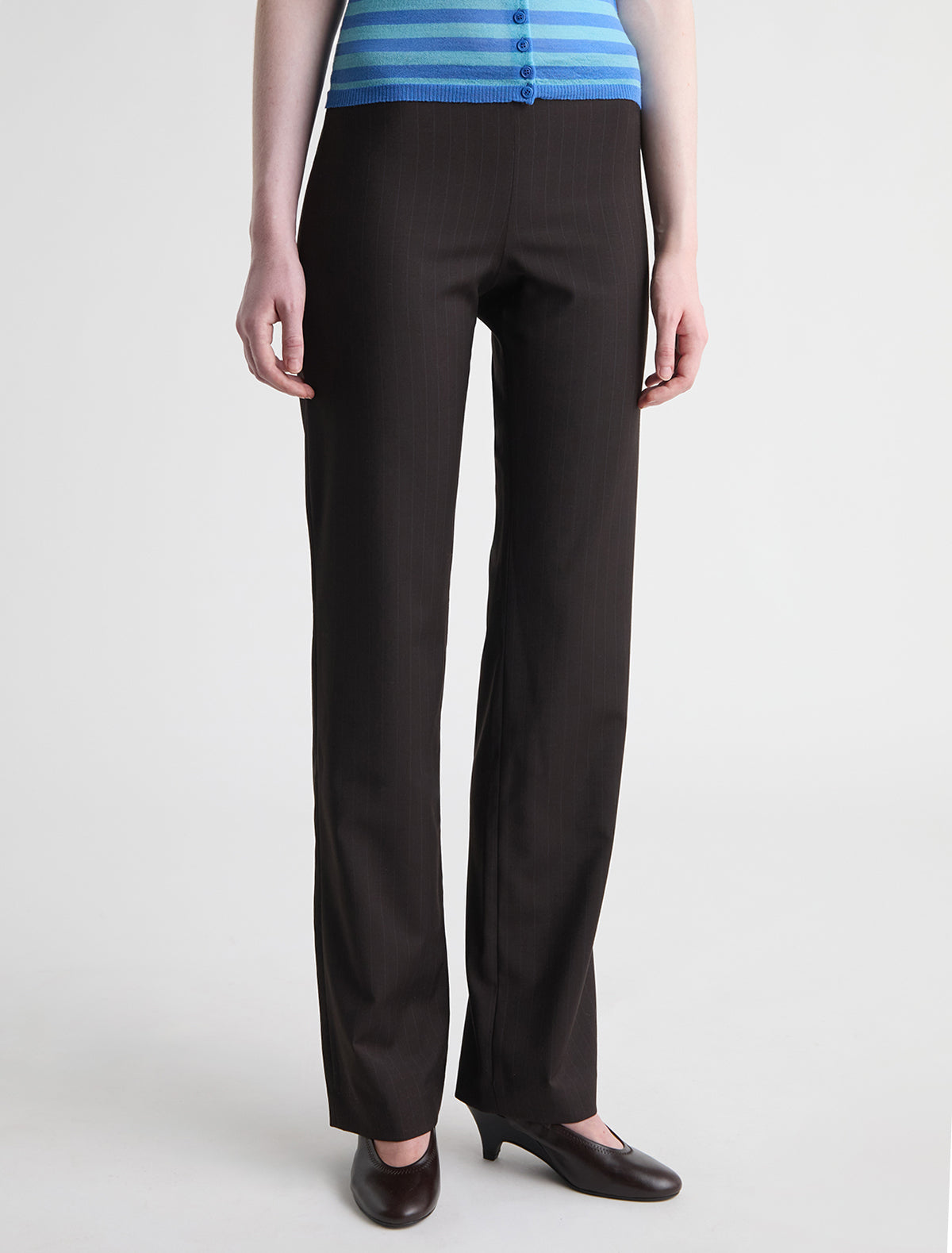Malek straight leg suit pants black tape detail back brown