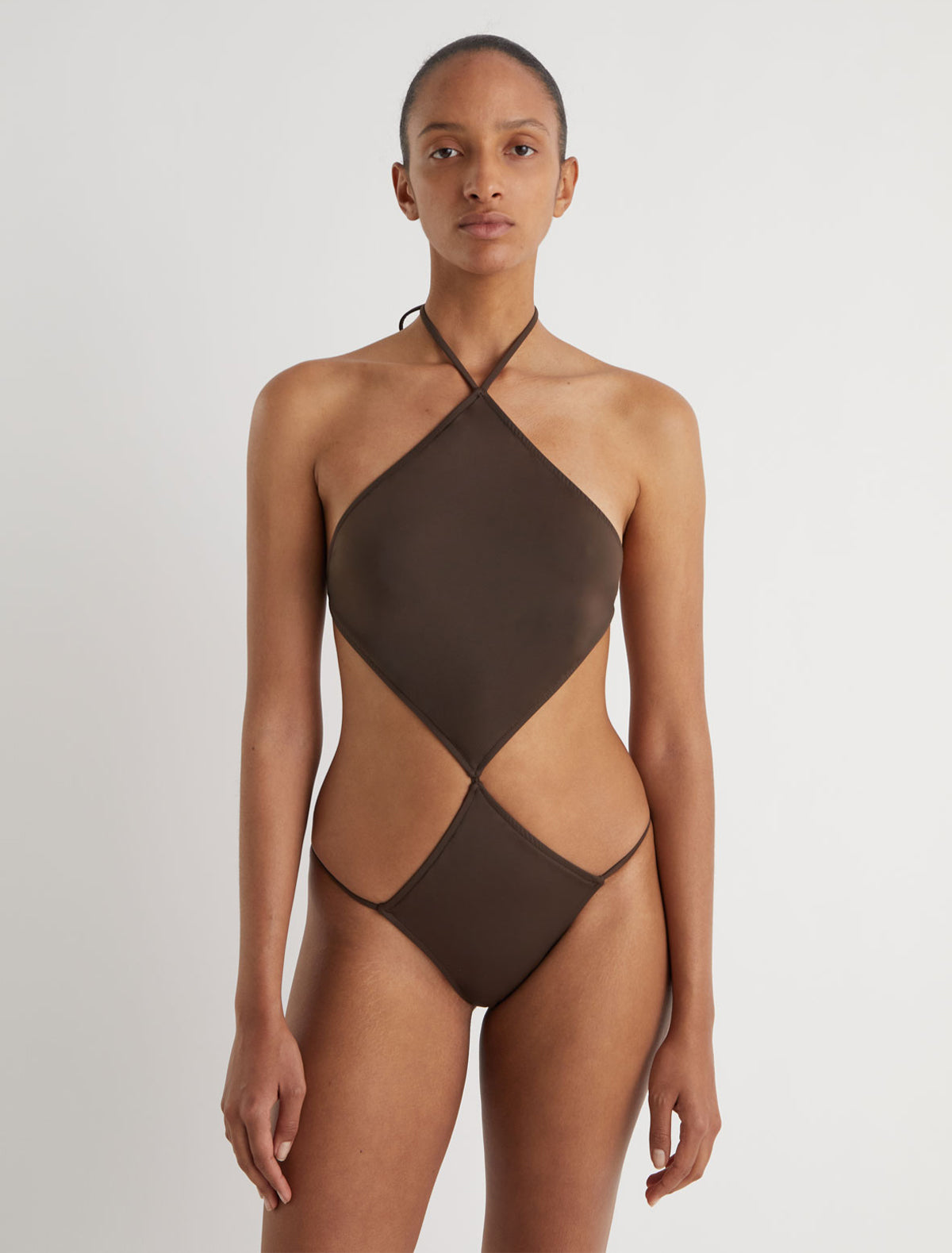 Parle diamond shaped trikini brown