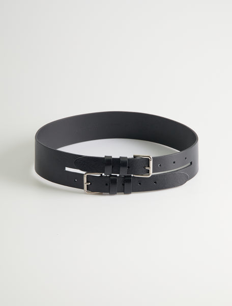 Lutz & Patmos Cappola Black Leather‎ Belt Zipper Double Buckles 46\