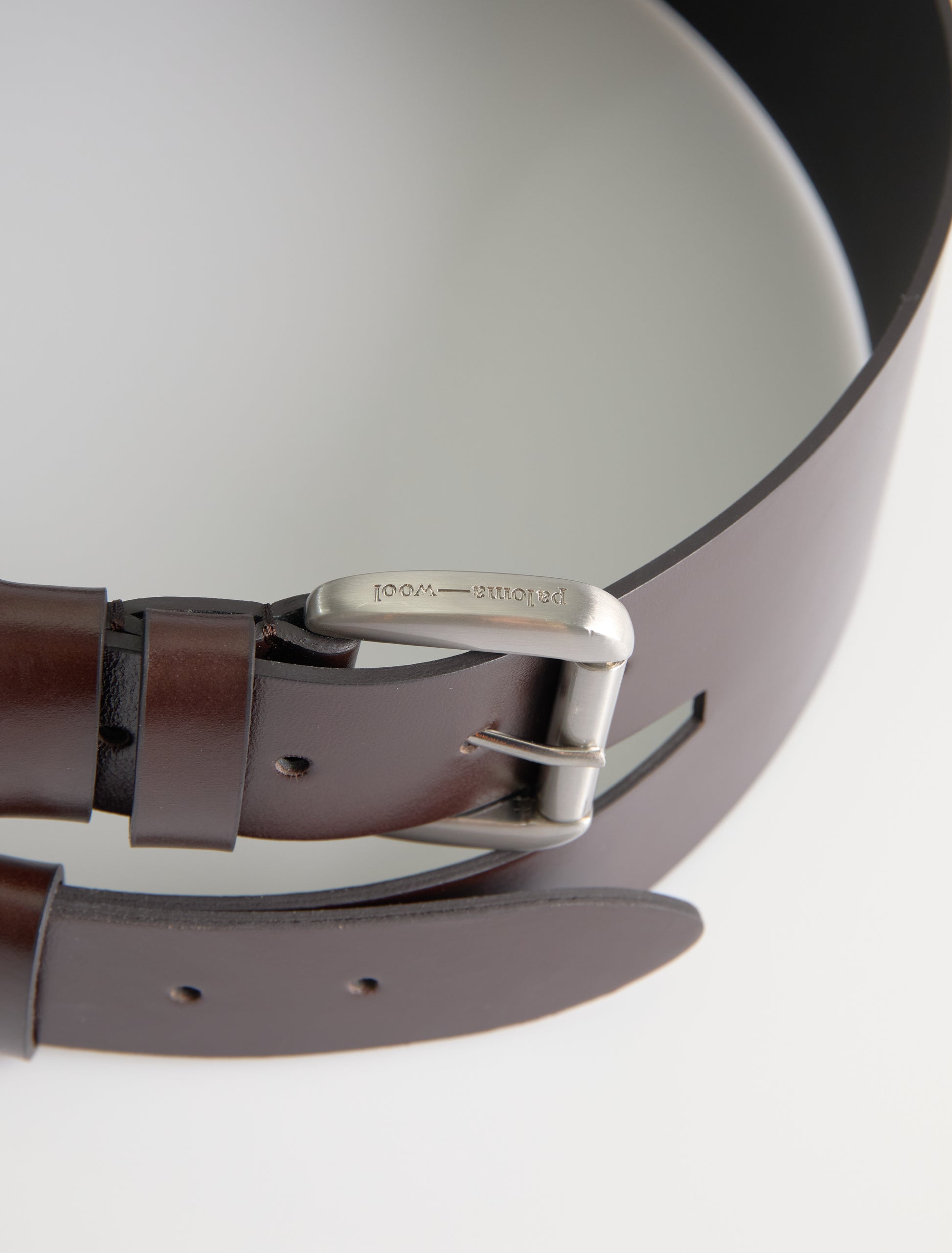 Penelope wide leather belt double buckle system darkbrown