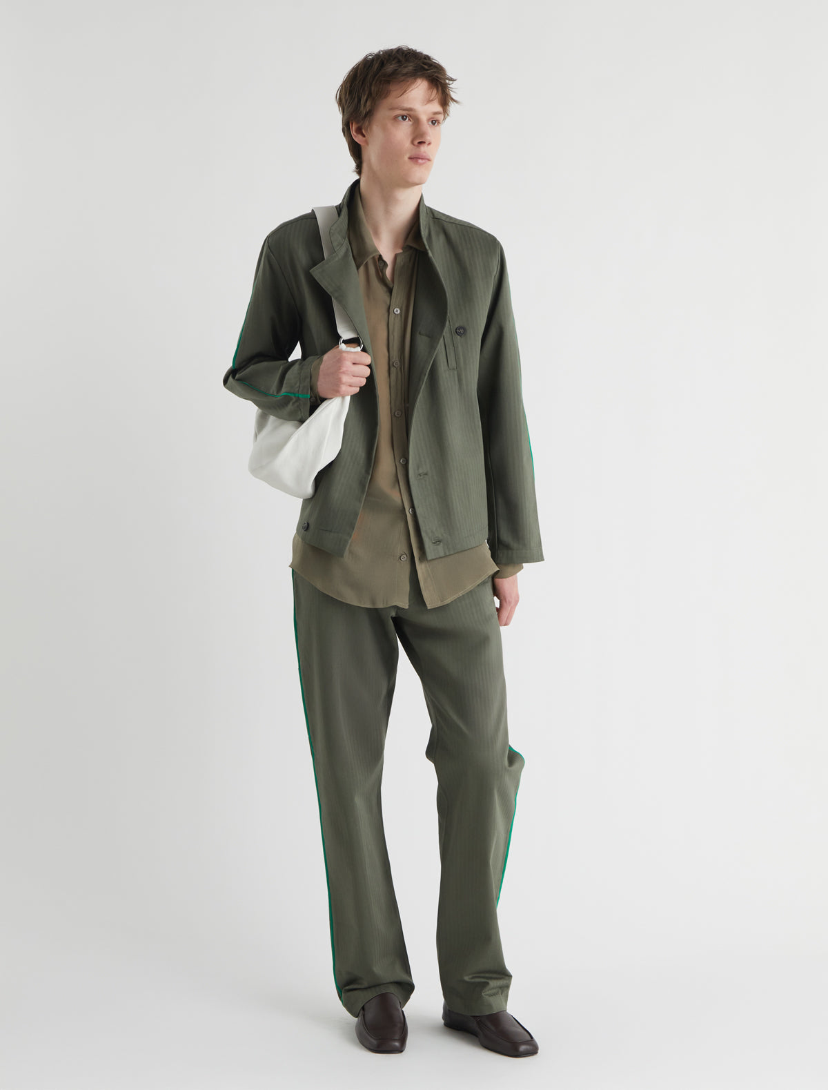 Pi twill pants contrast piping sides