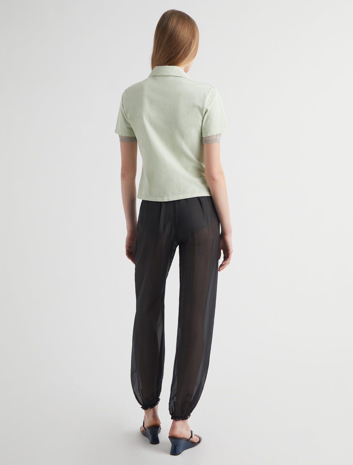 NICO-Light green short-sleeved, asymmetric buttoned top – paloma wool