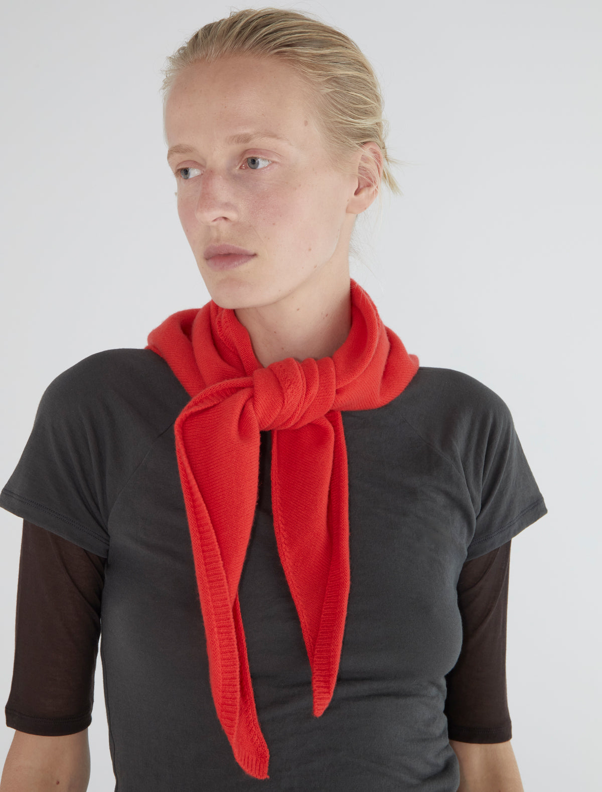 Prima soft warm wool triangle scarf red
