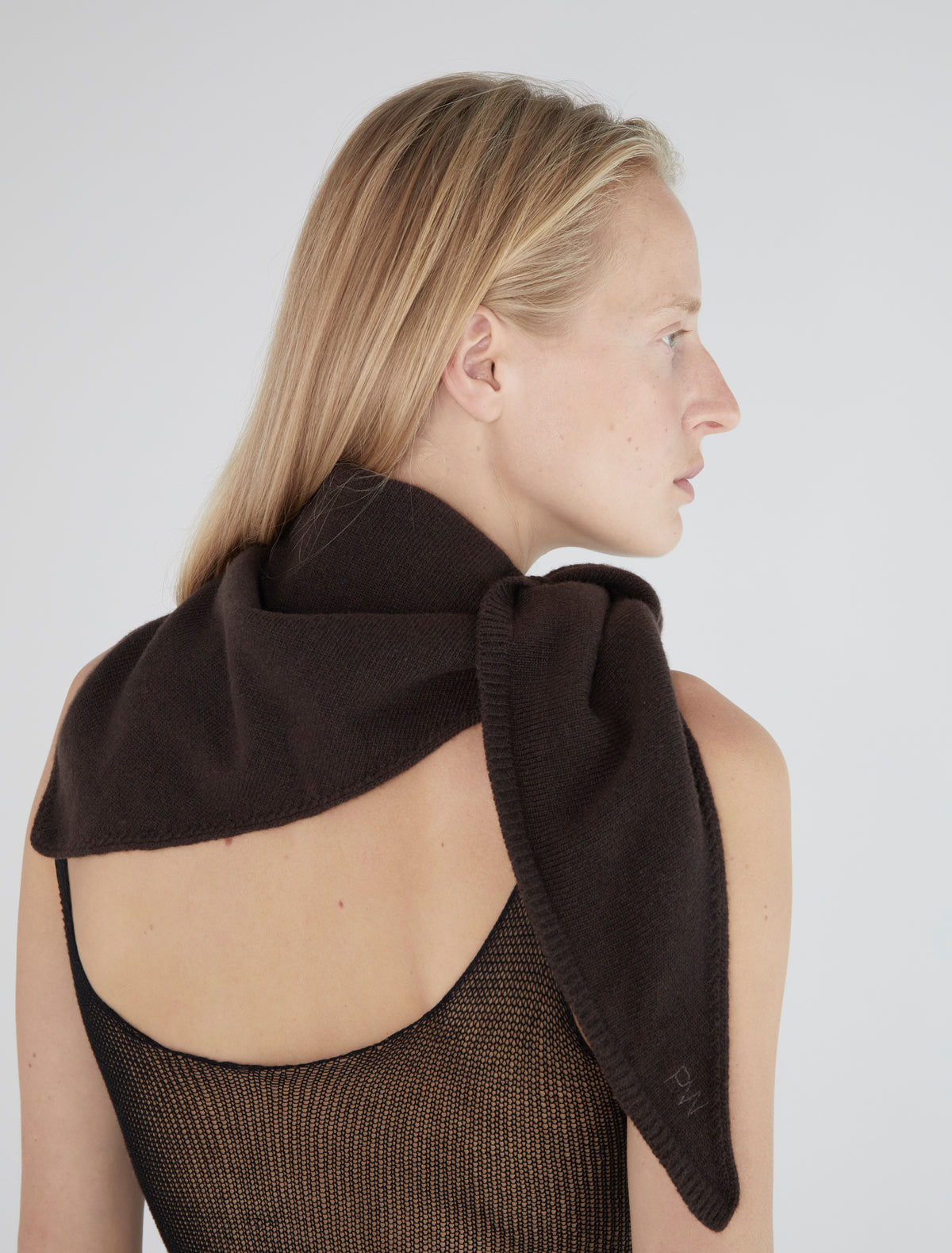 Prima soft warm wool triangle scarf brown