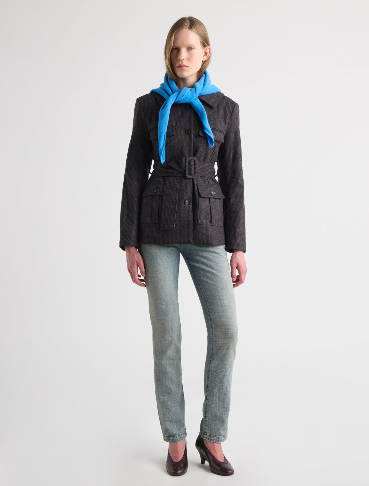 Prima soft warm wool triangle scarf intenseblue