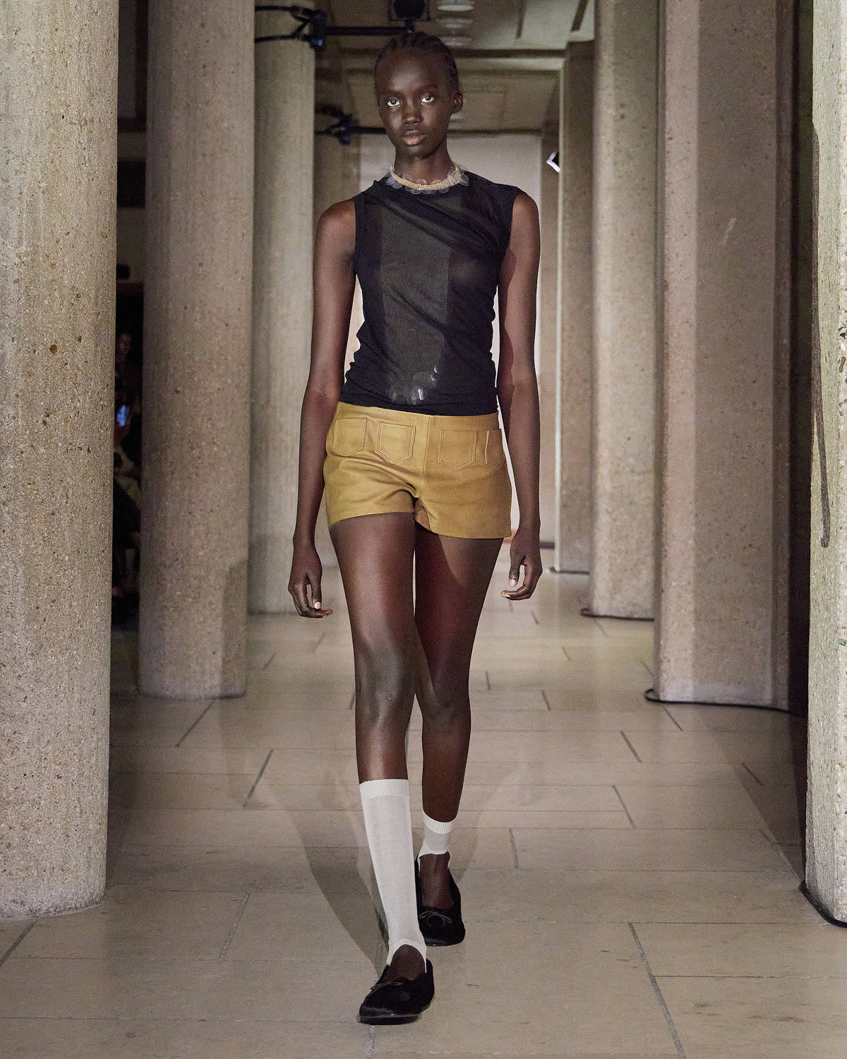 Suau soft leather shorts mini pockets detailing waistband