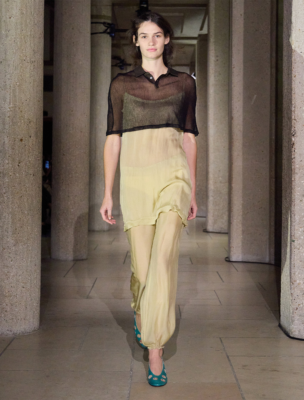 Weza delicate sheer harem silk pants elastic wasitband ankles ecru