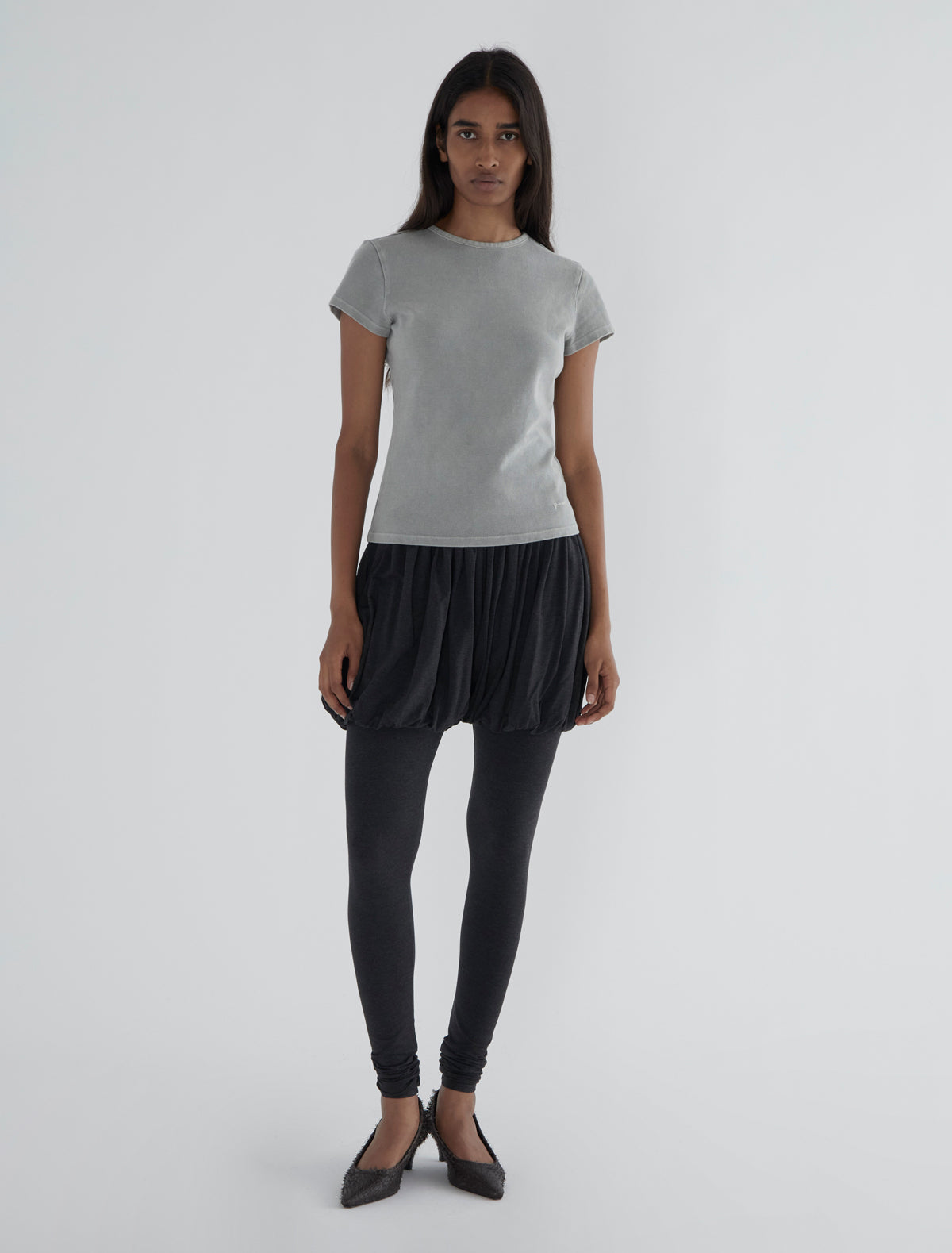 Caly fitted pants puffed effect darkgrey