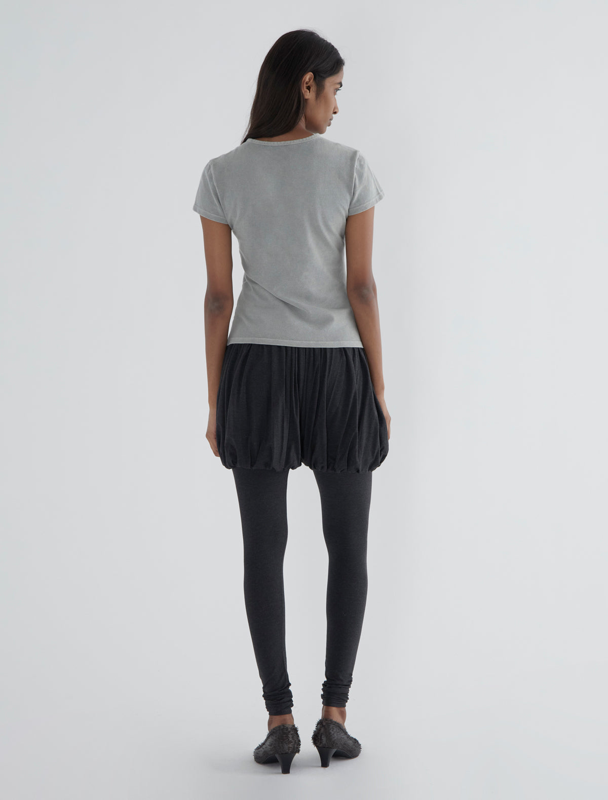 Caly fitted pants puffed effect darkgrey