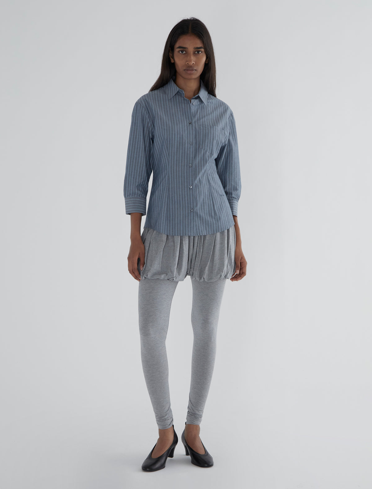 Caly fitted pants puffed effect grey