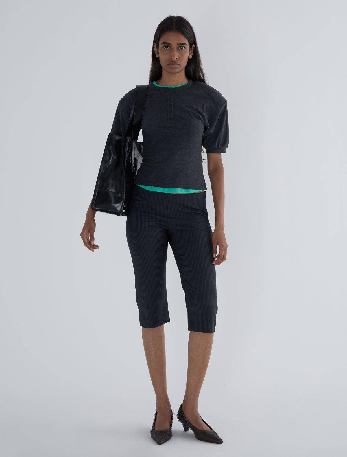 Low tinas striped cropped fabric pants