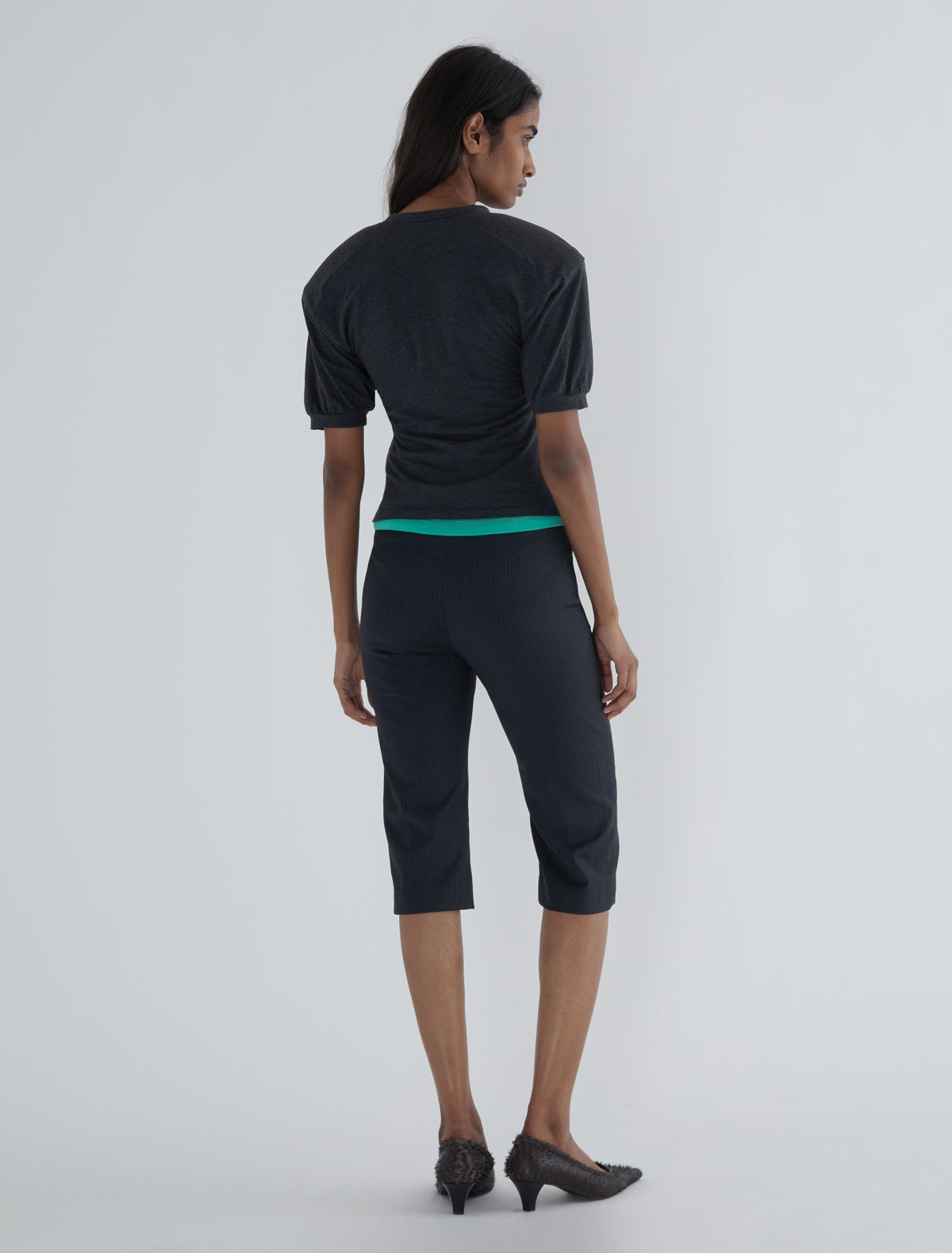 Low tinas striped cropped fabric pants