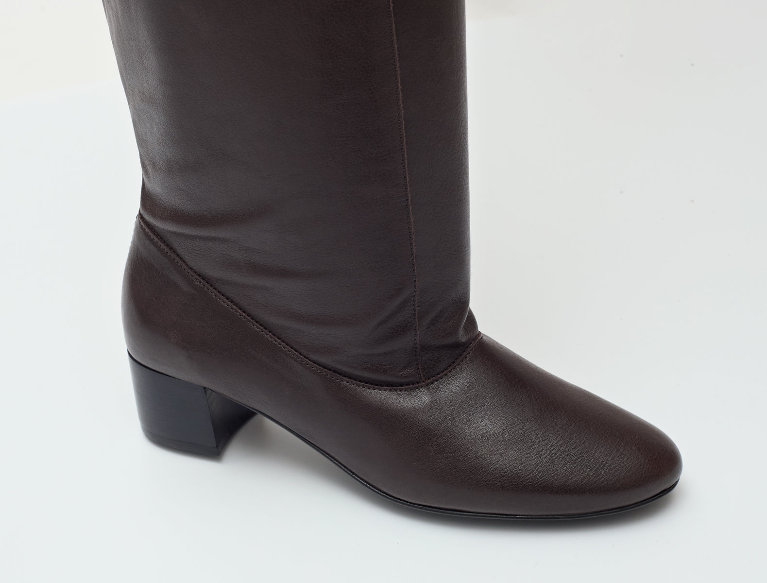Tall victoria loose high rise leather boots front lacing brown