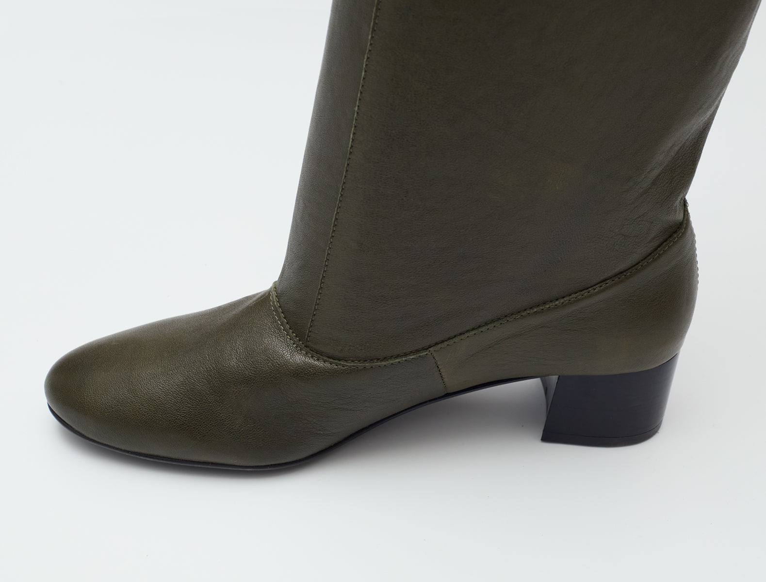 Tall victoria loose high rise leather boots front lacing khaki