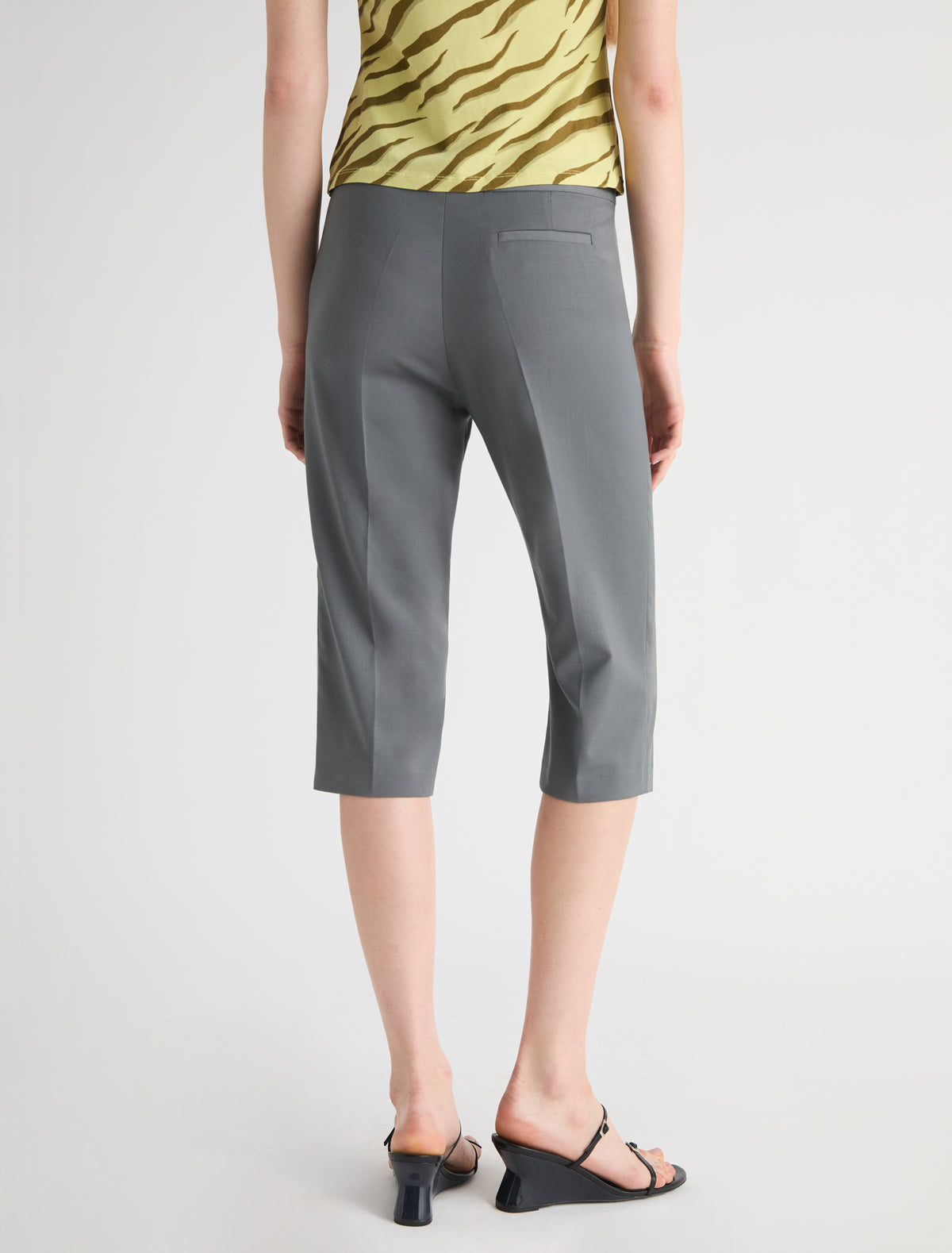 Raul low rise capri trousers waistband detail eyelet metal pin