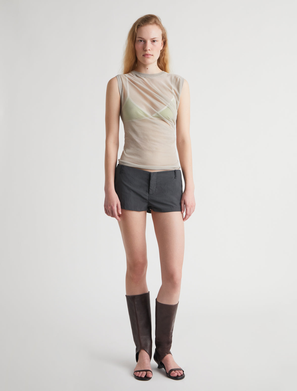 Masip low rise nylon shorts side pockets denim details