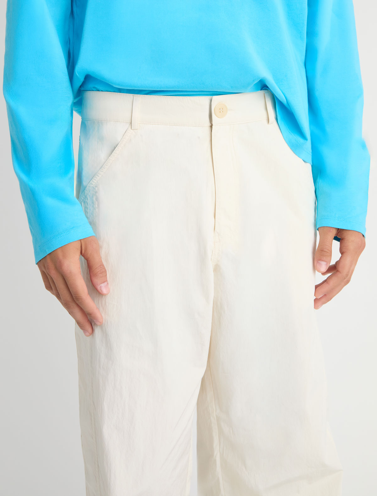 Reyn b nylon trousers jean style detailing