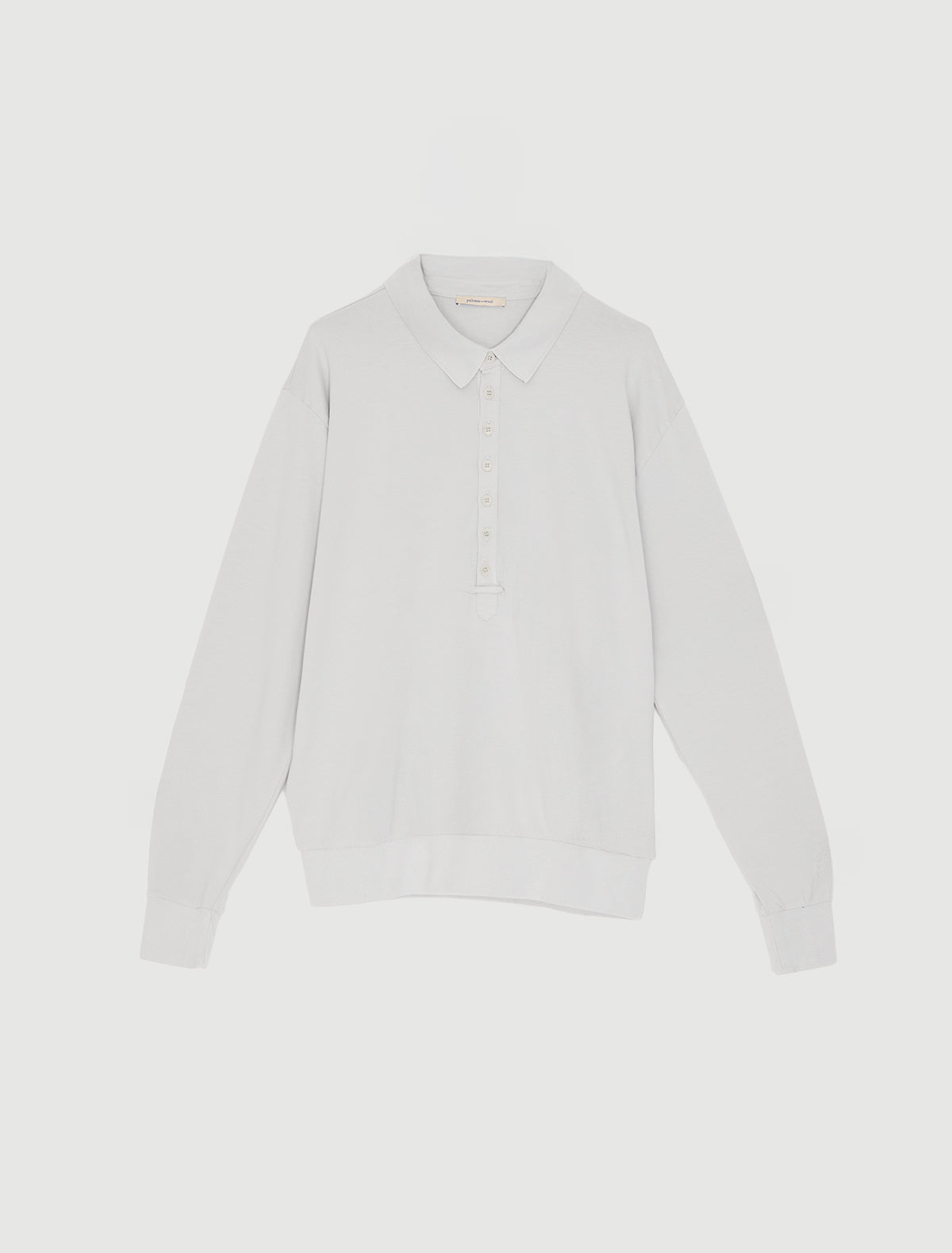 ROMI-Long-sleeve polo shirt with an extended placket and ribbed