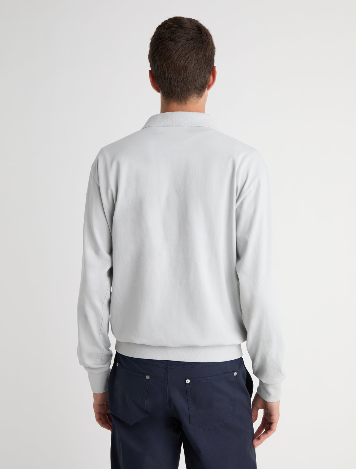 Romi long sleeve polo shirt extended placket ribbed cuffs hem