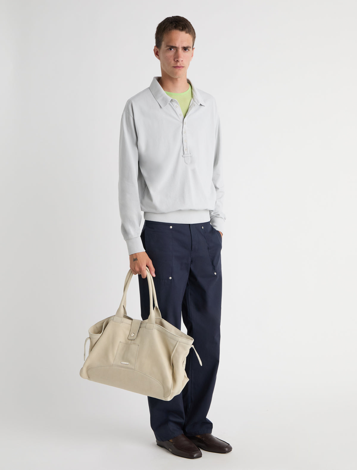 ROMI-Long-sleeve polo shirt with an extended placket and ribbed