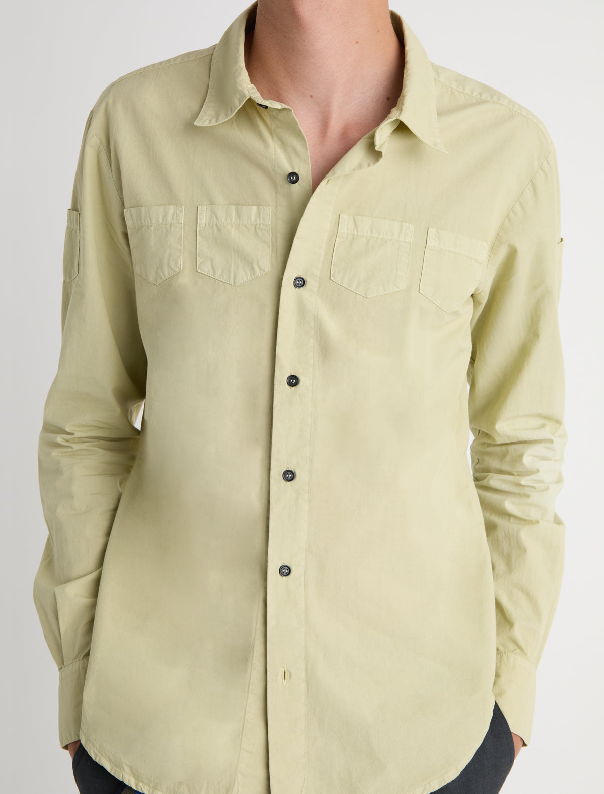 Sala cotton shirt chest pockets extending sleeves