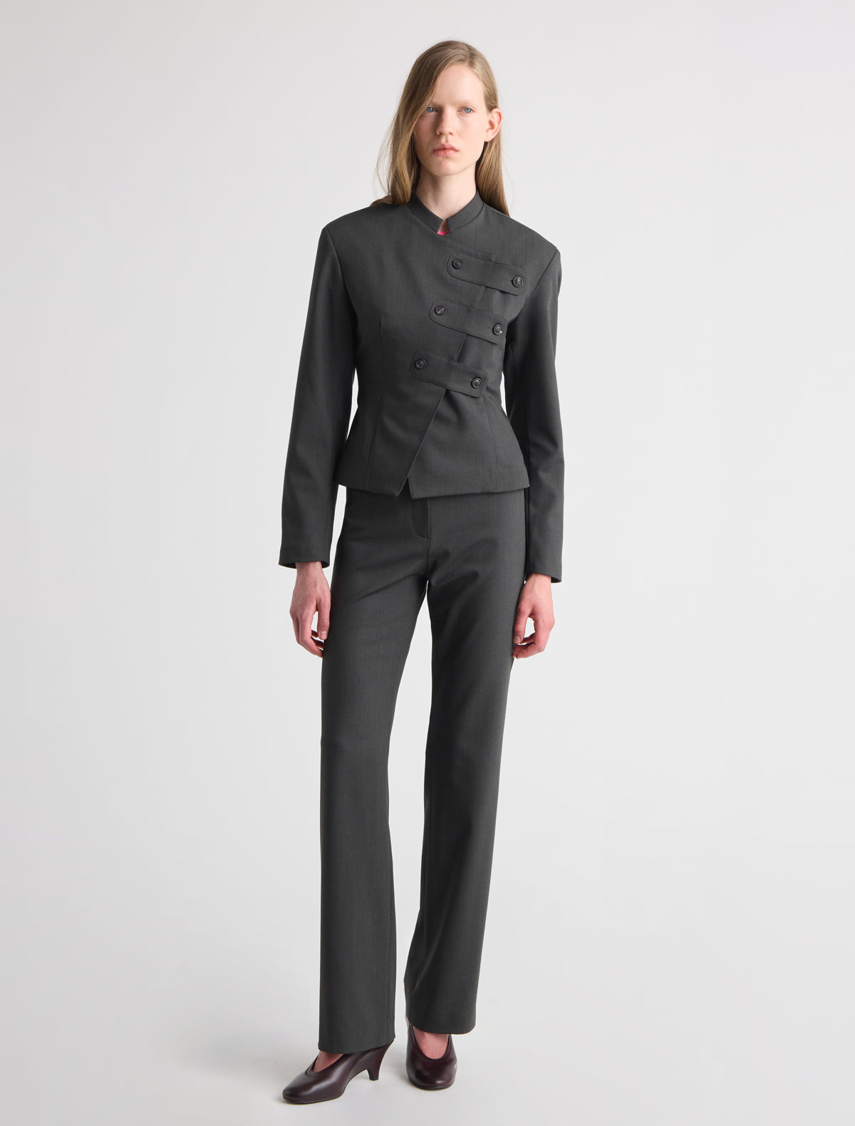 Sapi blazer broad shoulders fitted waist green
