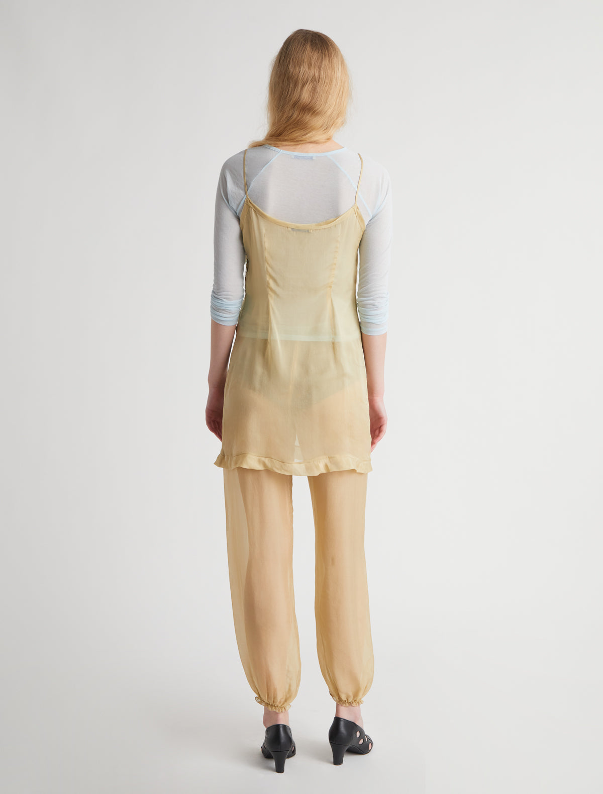 Short enos short silk slip dress ruffle detail