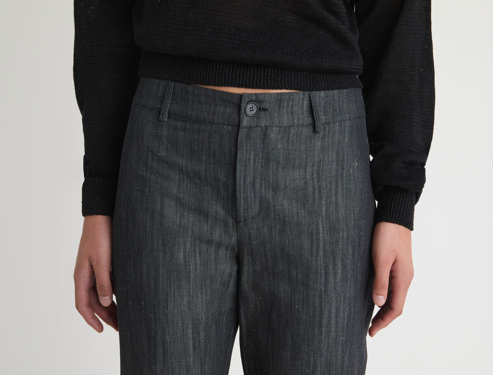 Sibily capri denim trousers flared hem