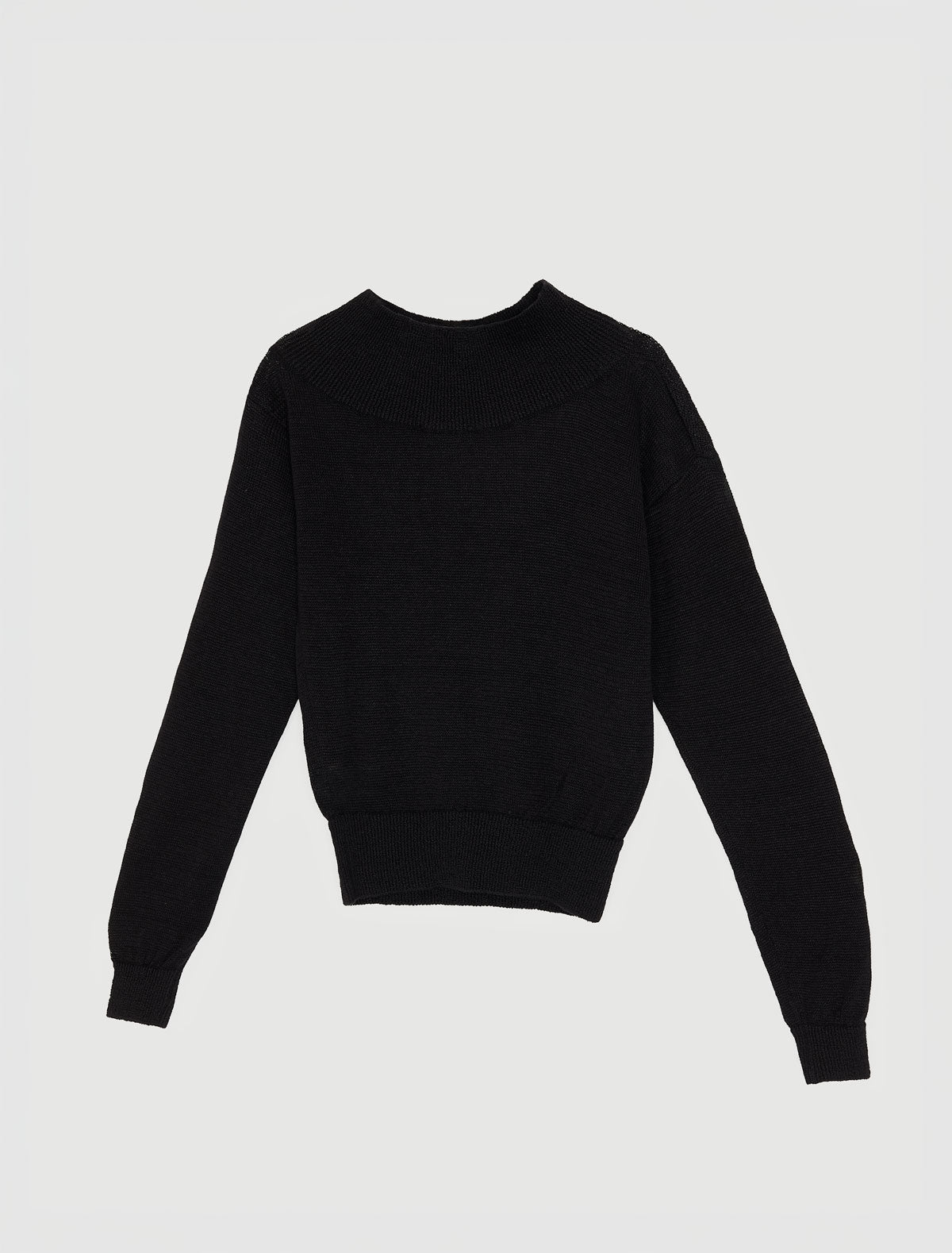 SOTO-Long-sleeve hemp knit sweater with a dropped asymmetric